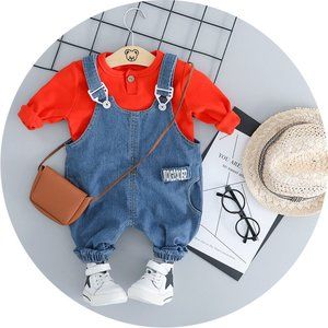 NWT SLBETTER Kids' Unisex Toddler Long Sleeve Overall Set, 2T - 3T, Orange